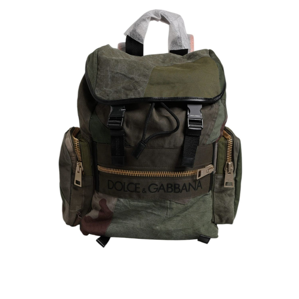 Dolce & Gabbana Military Green Patchwork Travel Backpack Bag BAG4472