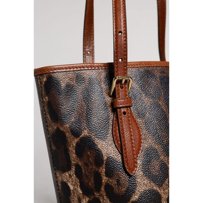 Dolce & Gabbana Brown Leopard Leather Shoulder Strap Tote Bag