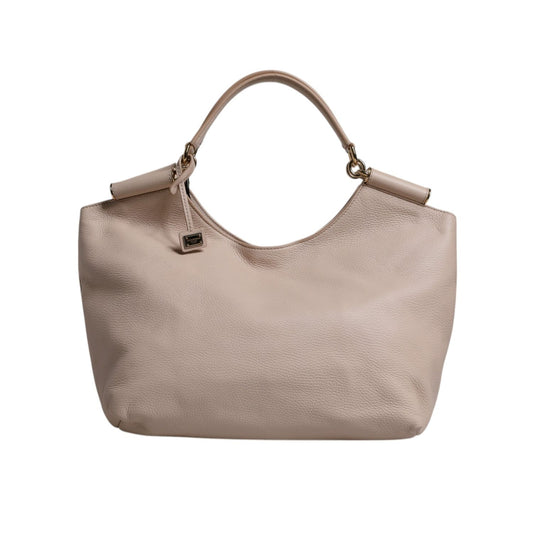 Dolce & Gabbana Light Pink Deer Leather Logo Plaque Tote Top Handle Bag