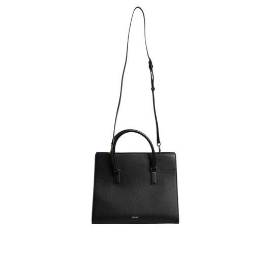 Versace Black Large Leather Top Handle Shoulder Crossbody Bag
