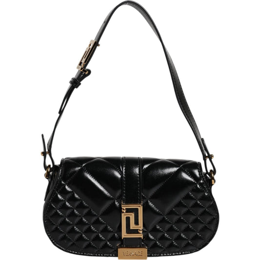 Versace Black Calf Leather Quilted Shoulder Strap Bag BAG4392