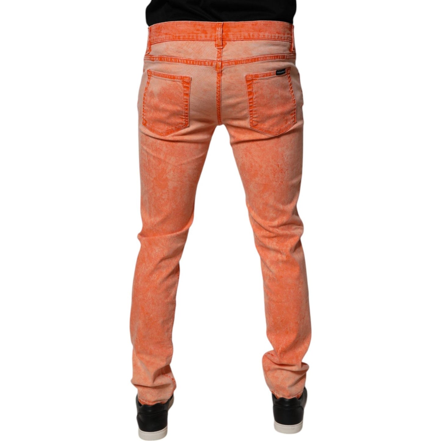 Dolce & Gabbana Orange Tie Dye Cotton Skinny Men Denim Jeans PAN75141-50