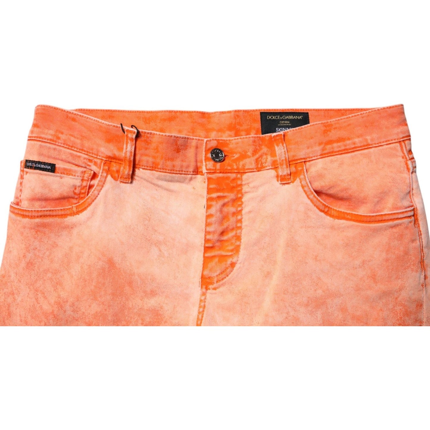 Dolce & Gabbana Orange Tie Dye Cotton Skinny Men Denim Jeans PAN75141-50