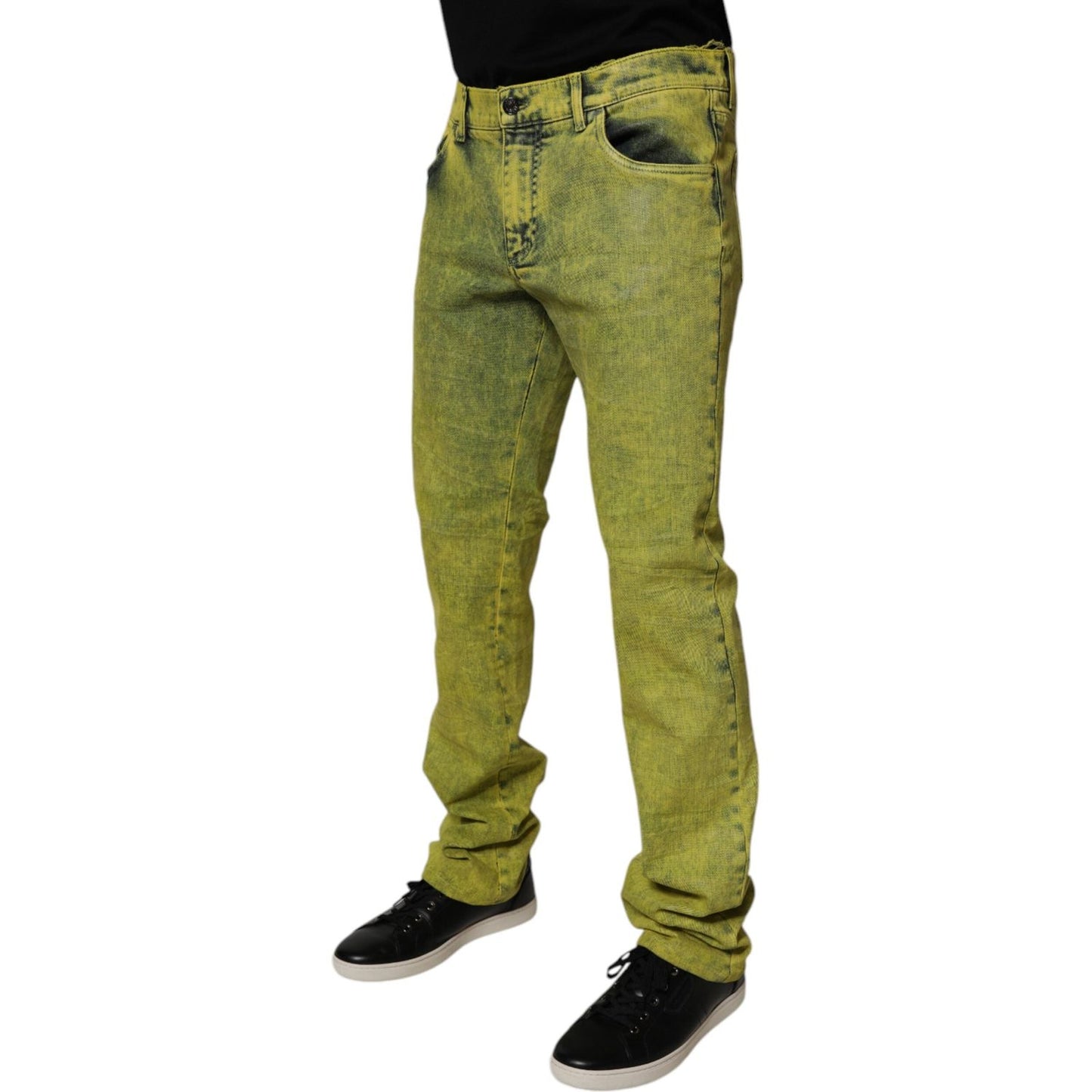 Dolce & Gabbana Yellow Cotton Stretch Skinny Men Denim Jeans PAN75147-48
