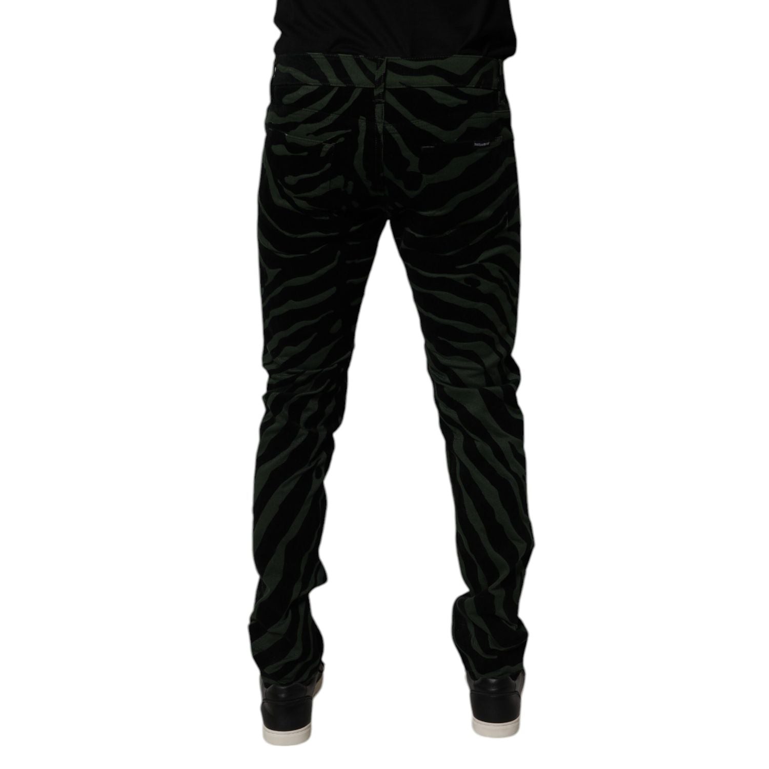 Dolce & Gabbana Black Green Stripes Cotton Skinny Denim Jeans