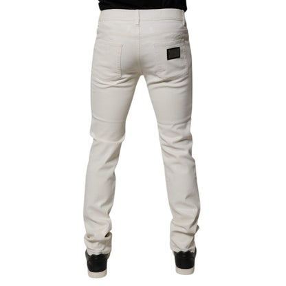 Dolce & Gabbana Off White Cotton Stretch Skinny Denim Jeans