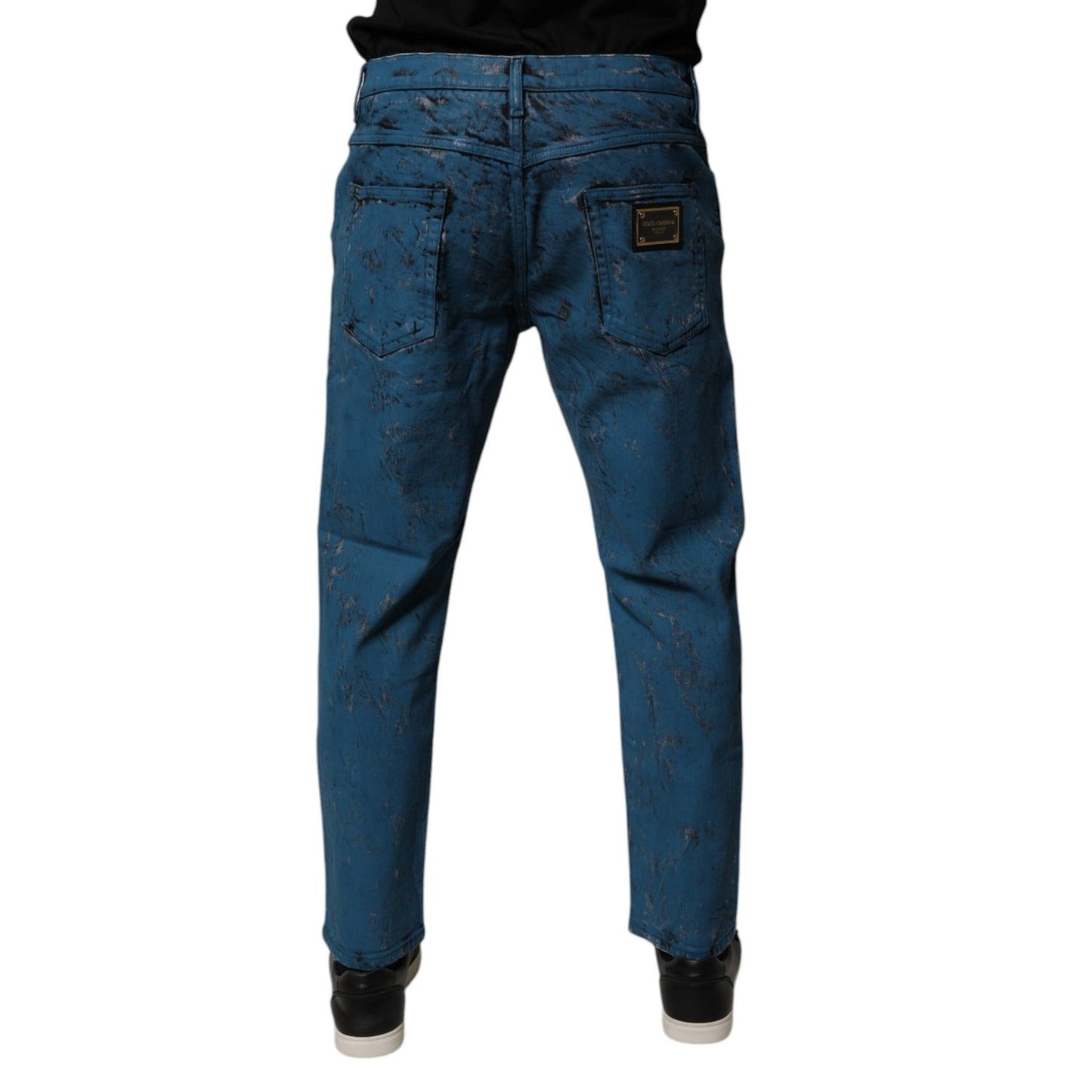 Dolce & Gabbana Blue Tie Dye Cotton Skinny Men Denim Jeans