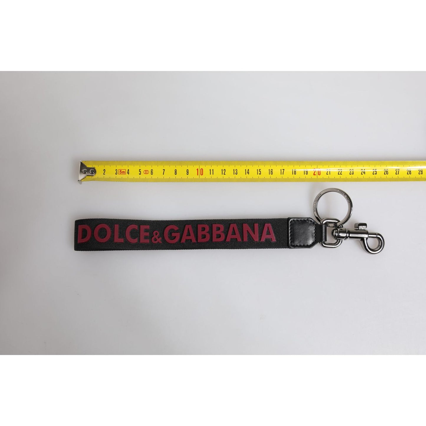 Dolce & Gabbana Black Logo Nylon Silver Brass Men Holder Keychain Keyring SMY10699#