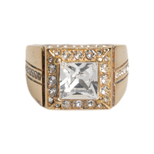 Dolce & Gabbana Gold Tone Sterling Silver 925 Crystals Ring