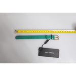 Dolce & Gabbana Green Exotic Leather Gold Tone Metal Buckle Armband SMY10694#