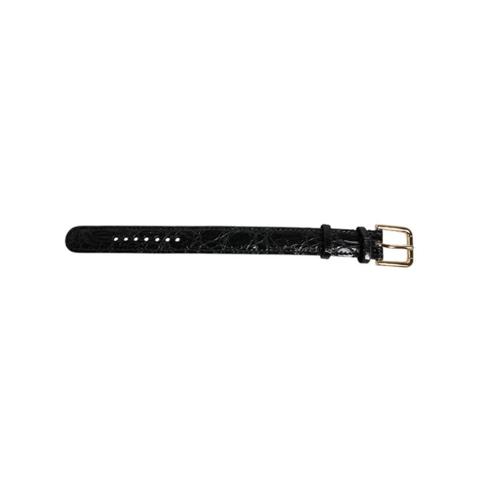 Dolce & Gabbana Black Exotic Leather Gold Tone Metal Buckle Armband