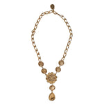 Dolce & Gabbana Gold Brass Floral Crystals Pearl Embellished Necklace SMY10517