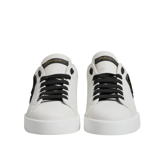 Dolce & Gabbana White Leather DG Logo Low Top Sneakers Shoes MV7215-42