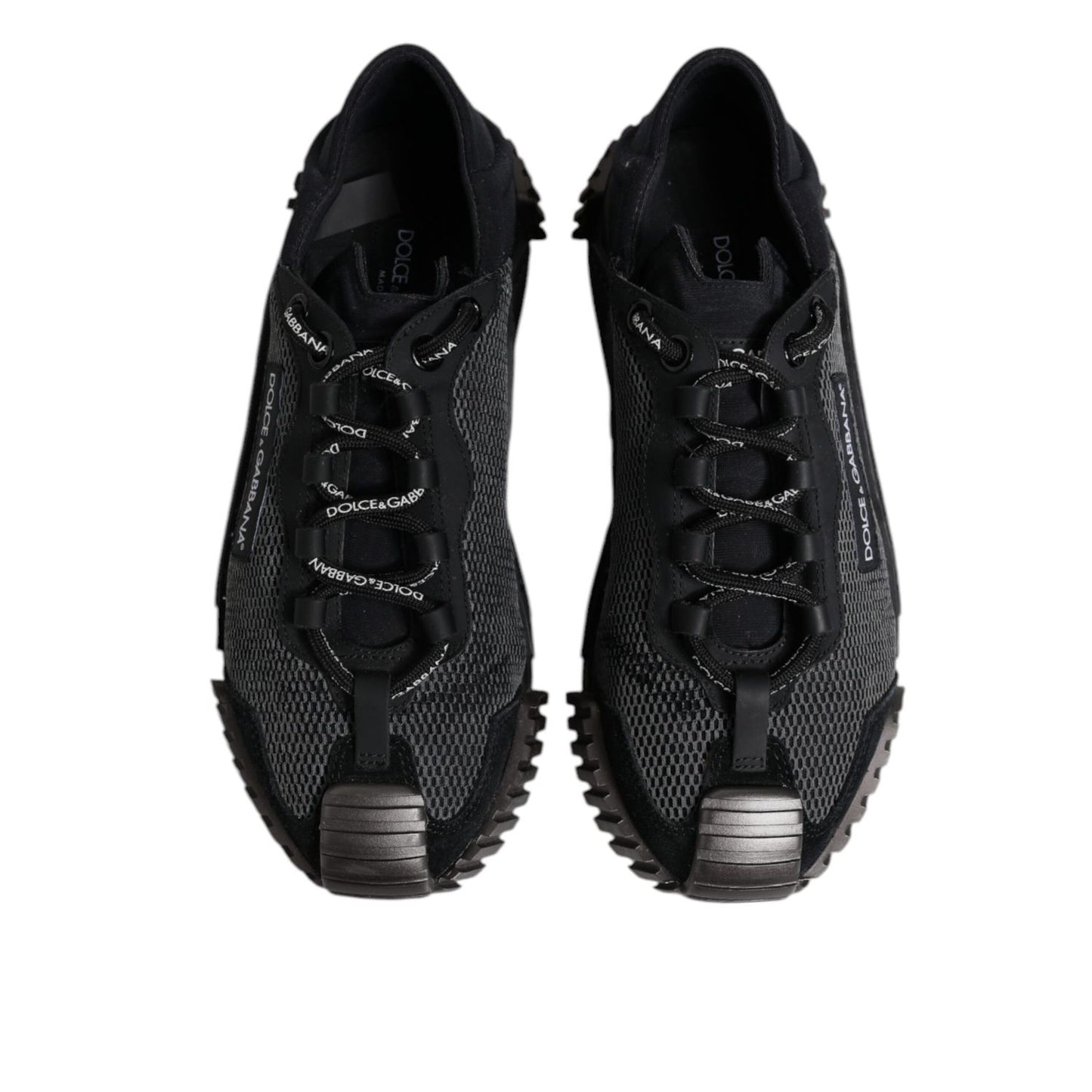 Dolce & Gabbana Black Silver Logo Low Top Men Sneakers Shoes