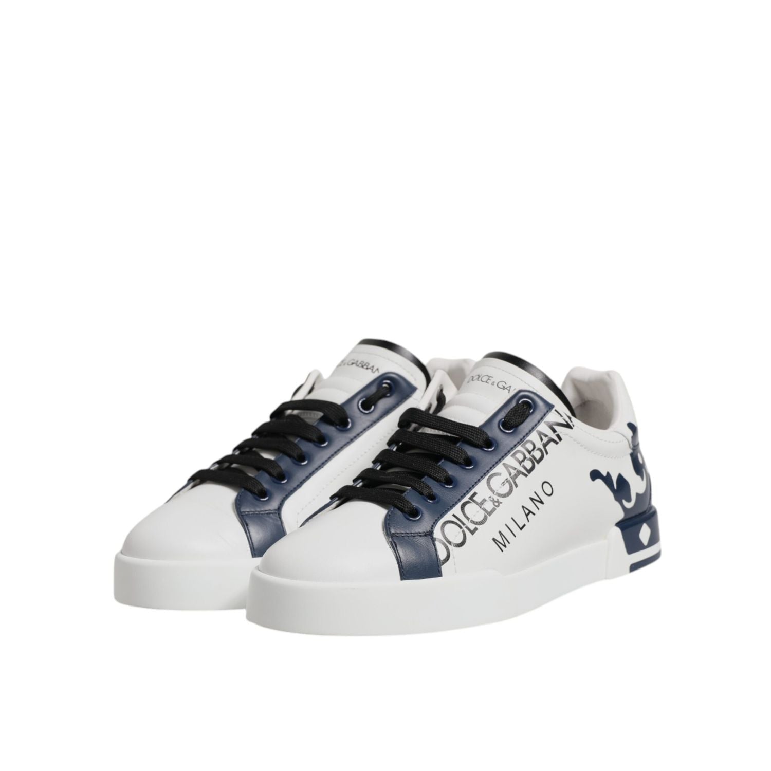 Dolce & Gabbana White Blue Crown Low Top Men Sneakers Shoes