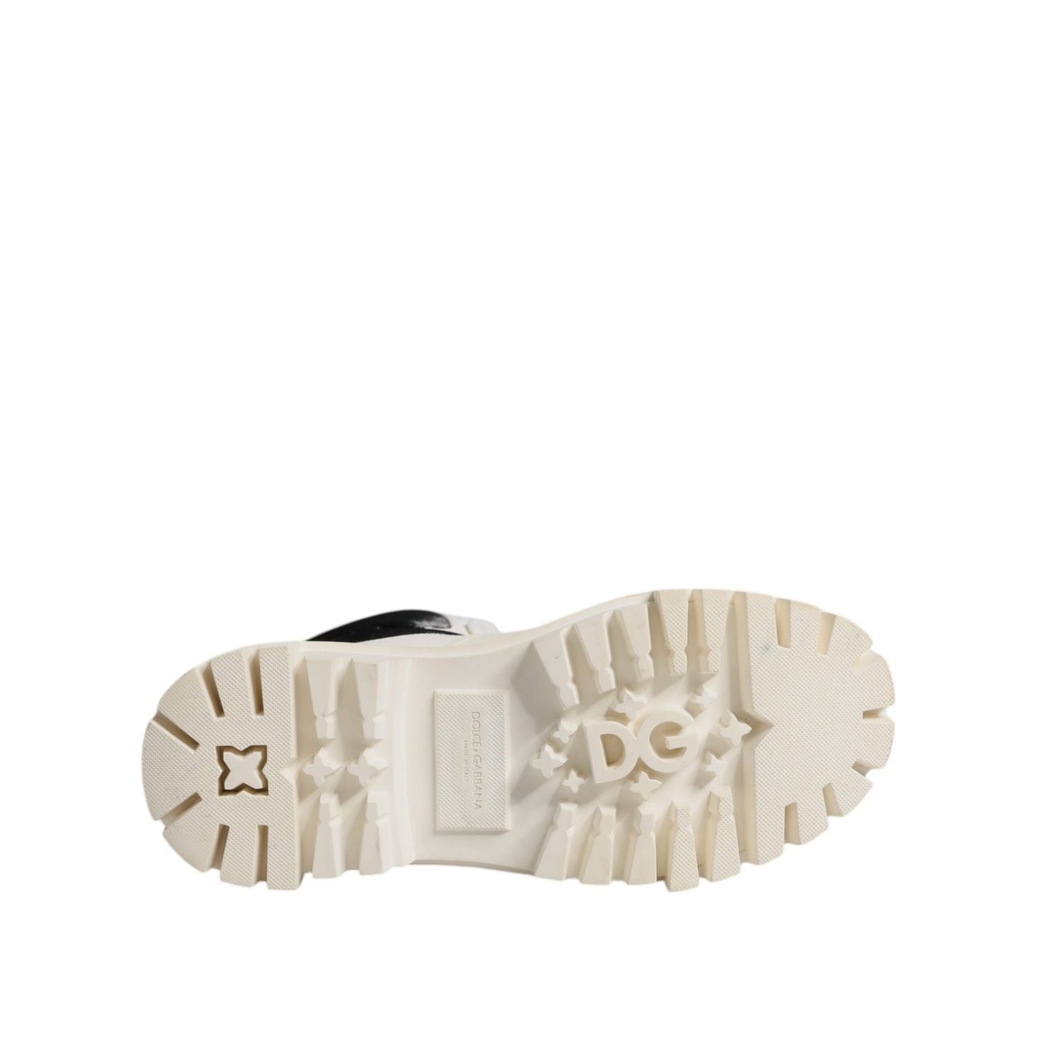 Dolce & Gabbana White Padded Mid Calf Lace Up Boots Shoes