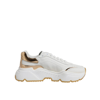 Dolce & Gabbana White Gold Daymaster Low Top Sneakers Shoes