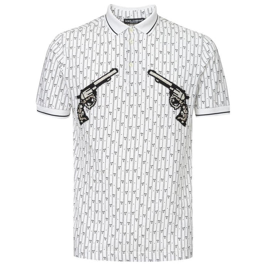 Dolce & Gabbana White Cotton Polo Shirt DO-5673666-IT46 | S