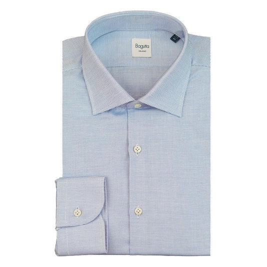 Bagutta Blue Cotton Men's Shirt BA-15220-IT40 | M