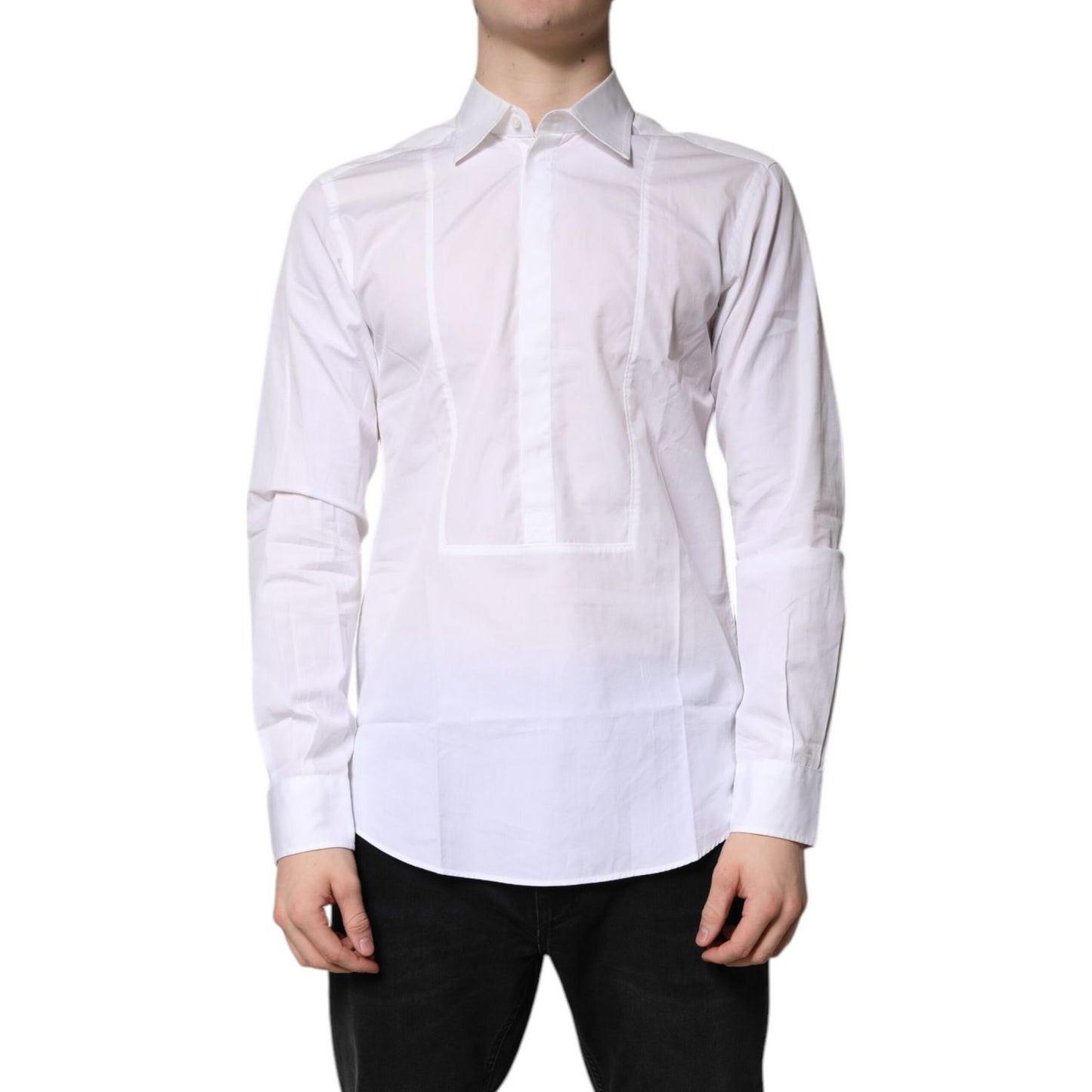 Dolce & Gabbana White Cotton Collared Dress Formal Shirt