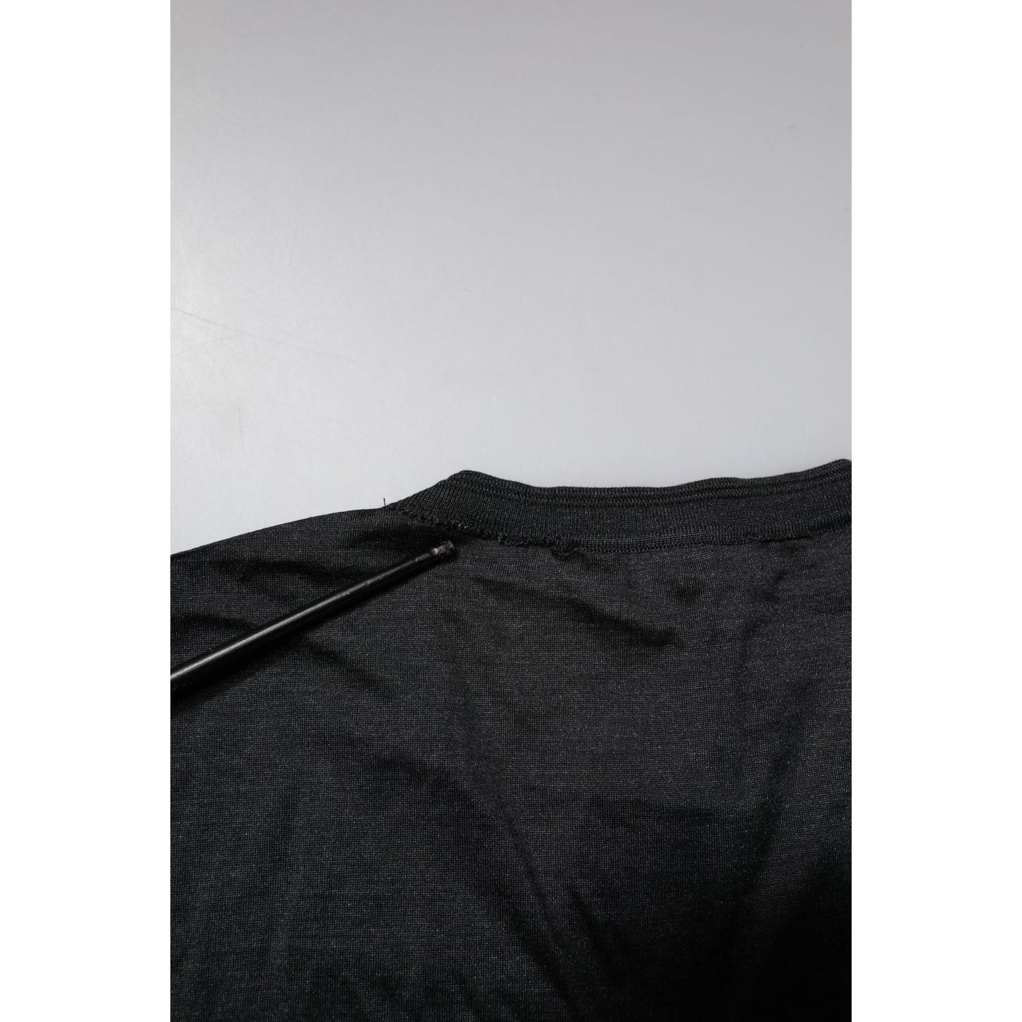 Dolce & Gabbana Dark Gray Silk V-neck Short Sleeves T-shirt TSH851972-48
