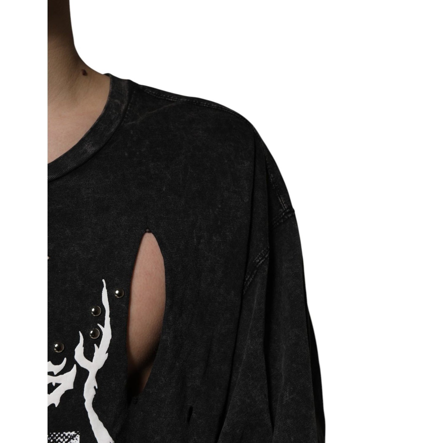 Dolce & Gabbana Black Graphic Print Cotton Crew Neck T-shirt