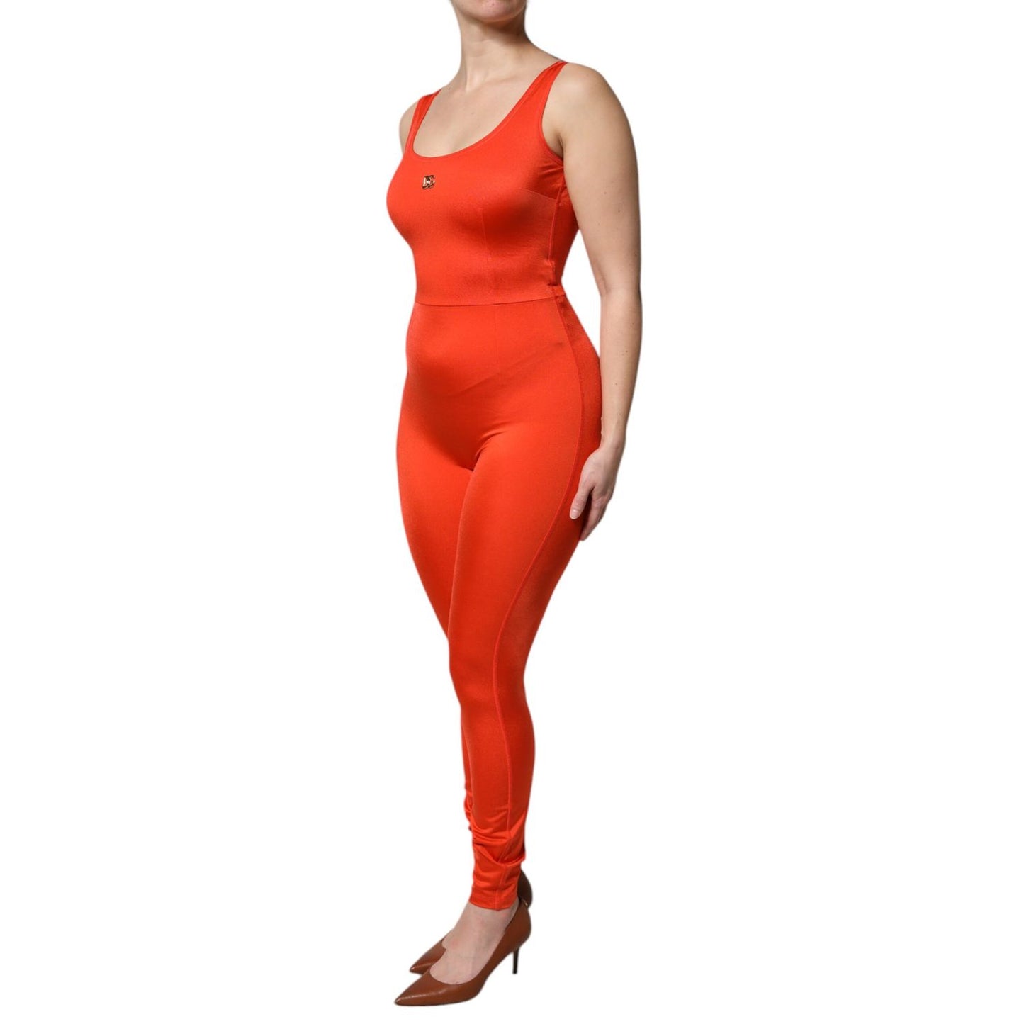 Dolce & Gabbana Orange Sleeveless Bodycon Jumpsuit Dress