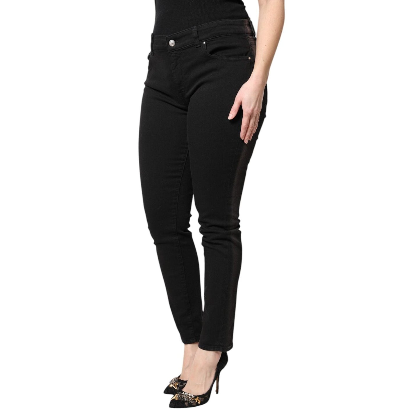 Dolce & Gabbana Black Cotton Mid Waisted Skinny Denim Jeans PAN75954-46