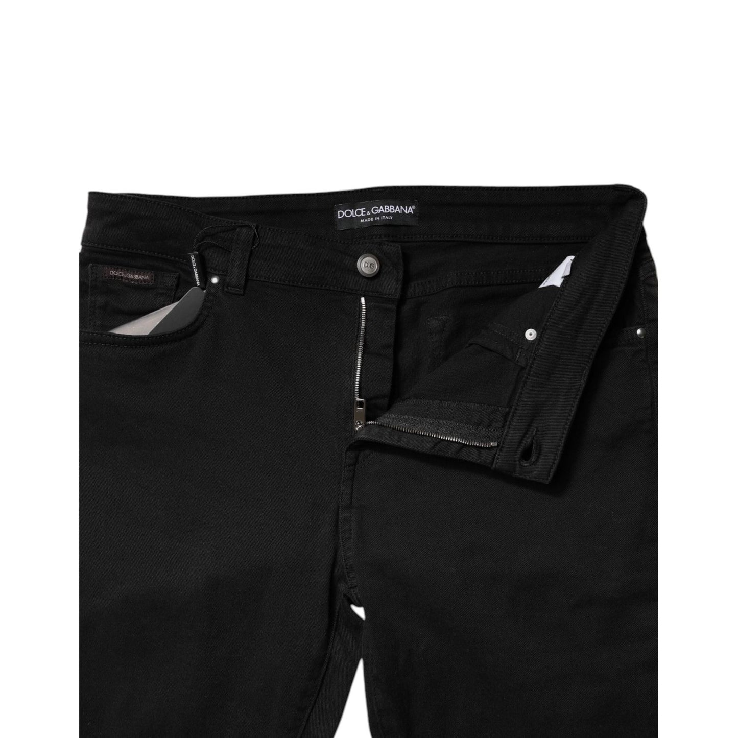 Dolce & Gabbana Black Cotton Mid Waisted Skinny Denim Jeans PAN75954-46