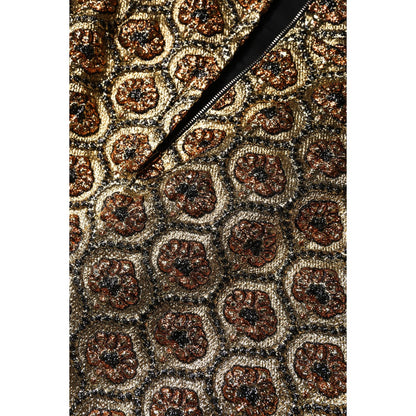 Dolce & Gabbana Brown Polyester Brocade A-line Mini Skirt