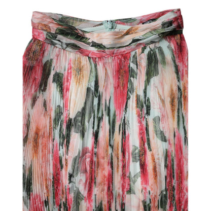 Dolce & Gabbana Multicolor Silk Floral High Waist Midi Skirt