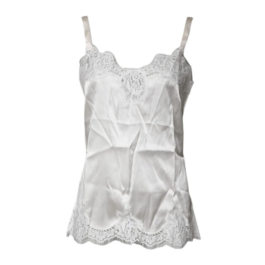 Dolce & Gabbana Top White Satin Lace Tank Lingerie Underwear