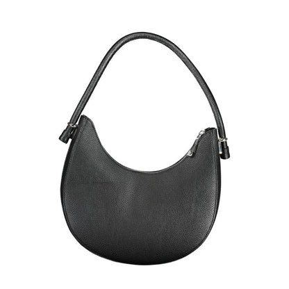 Tommy Hilfiger Black Polyethylene Handbag with shoulder handle and zip closure, featuring logo.