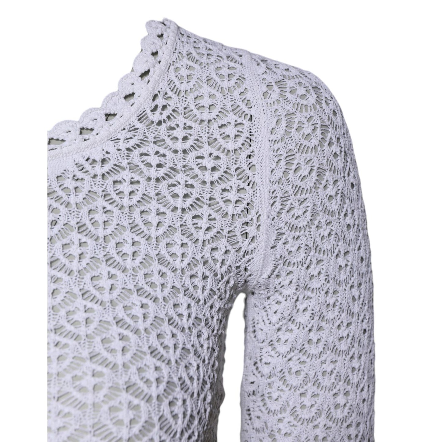 Dolce & Gabbana White Viscose Short Sleeve Crochet Top