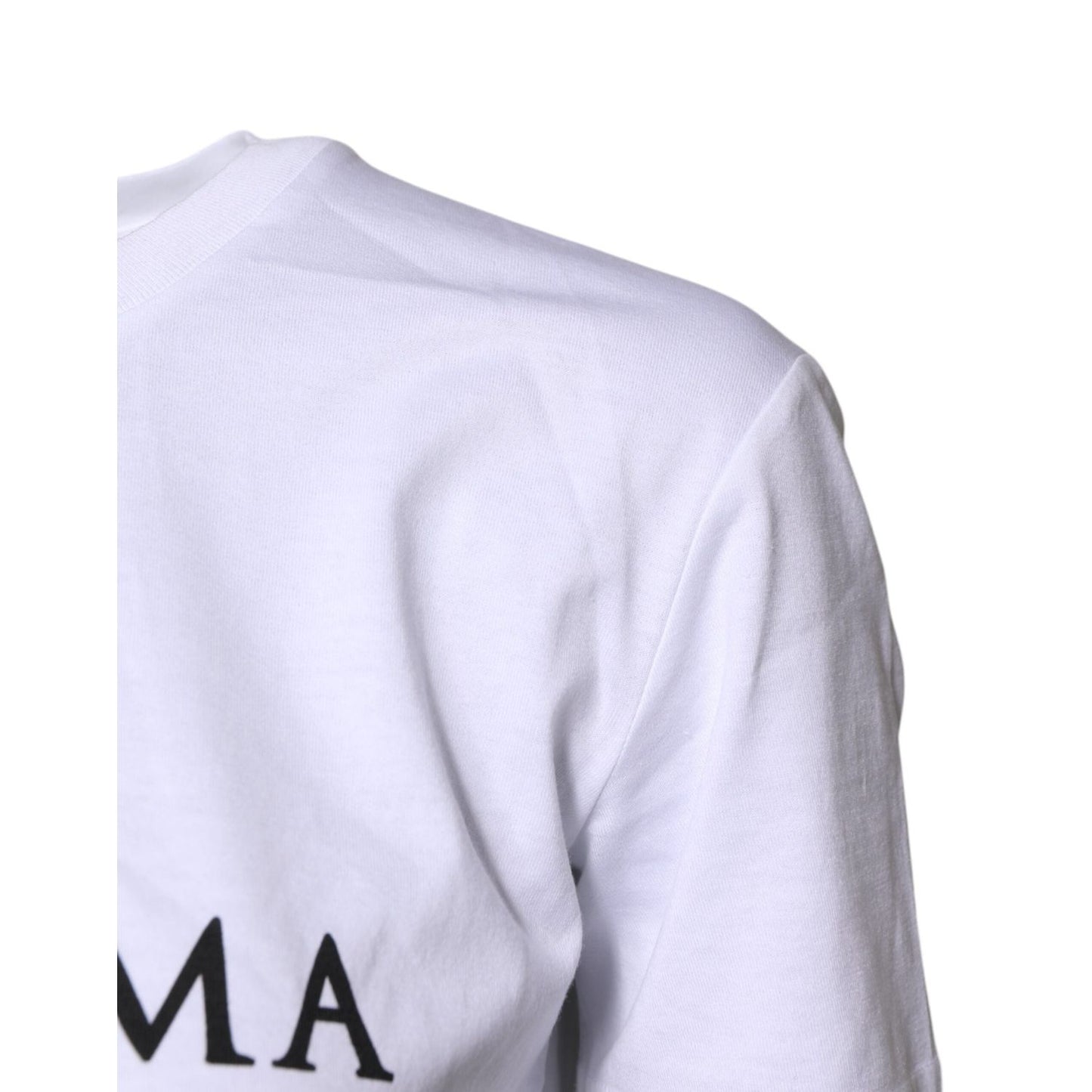 Dolce & Gabbana White Cotton Printed Round Neck Top T-shirt TSH87237-36