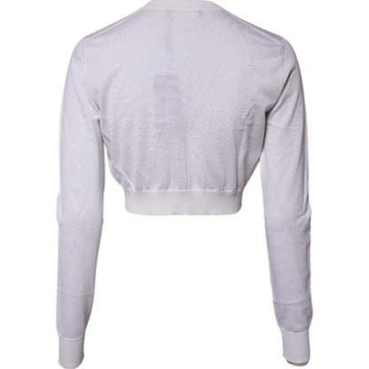 Dolce & Gabbana Cream Cashmere Knit Cropped Cardigan Sweater