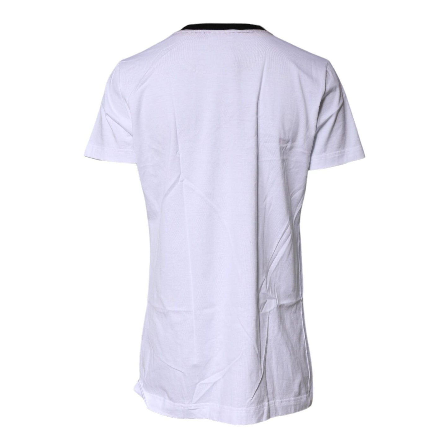 Dolce & Gabbana White Printed Round Neck Top Cotton T-shirt TSH87267-44