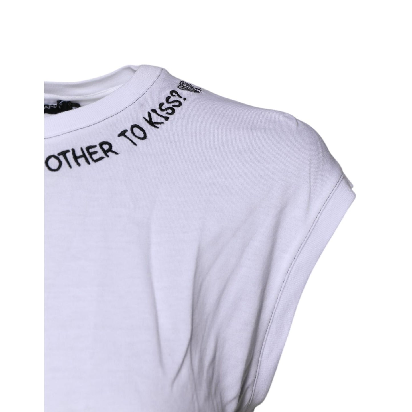 Dolce & Gabbana White Cotton Sleeveless Printed Tank T-shirt TSH87354-36