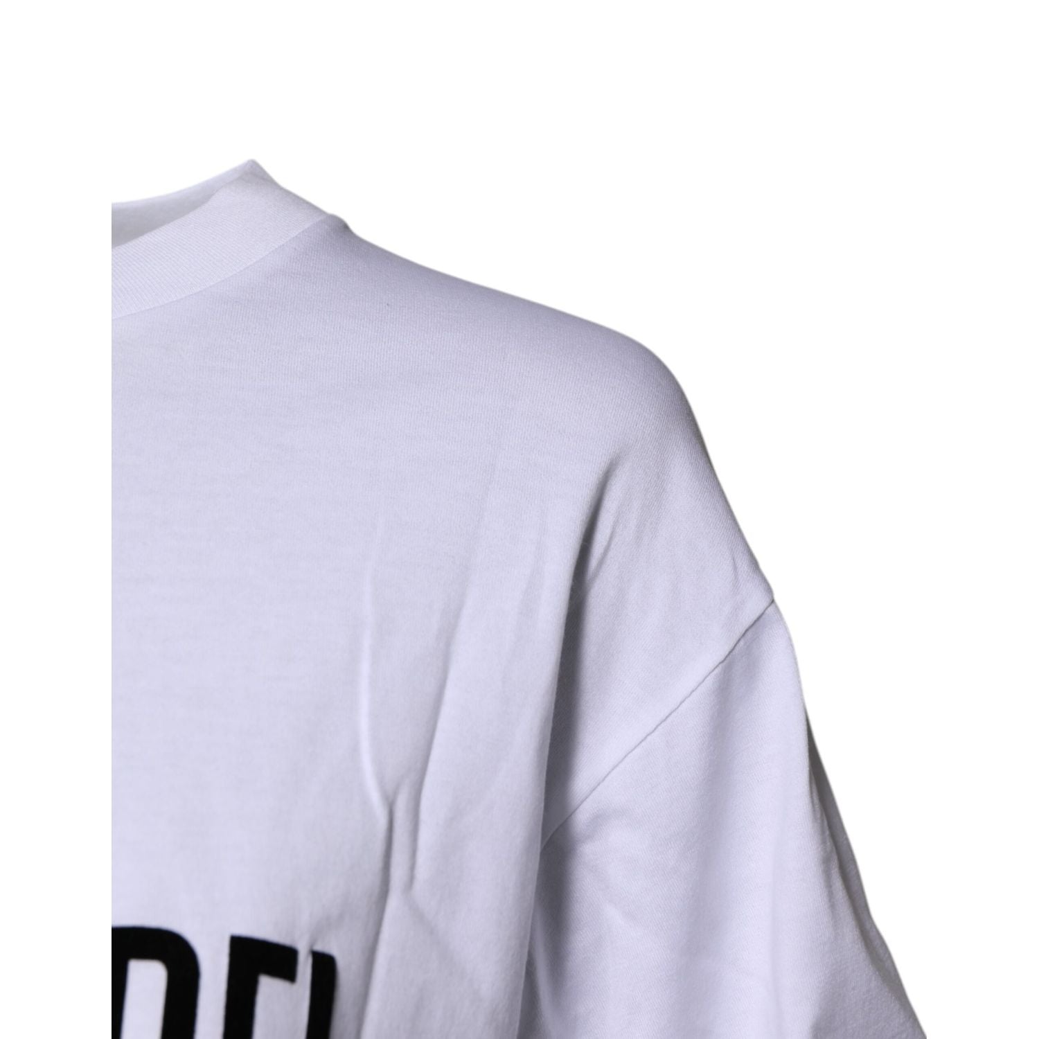 Dolce & Gabbana White Printed Round Neck Top Cotton T-shirt