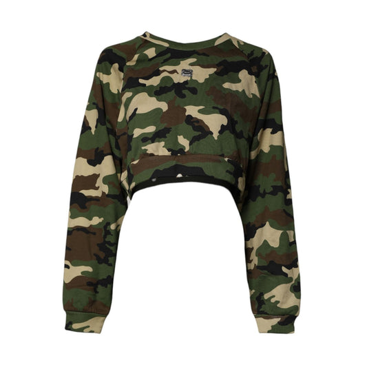 Dolce & Gabbana Multicolor Camou Cropped Sweatshirt Sweater