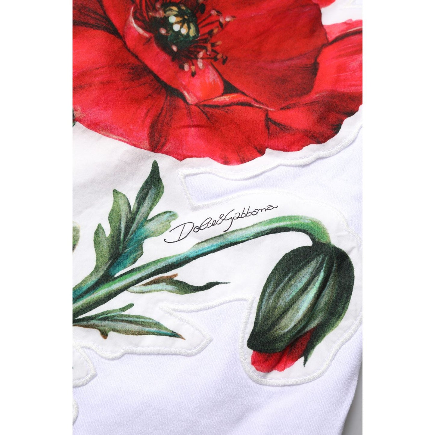 Dolce & Gabbana White Floral Print Cotton Crew Neck T-shirt TSH878648-36