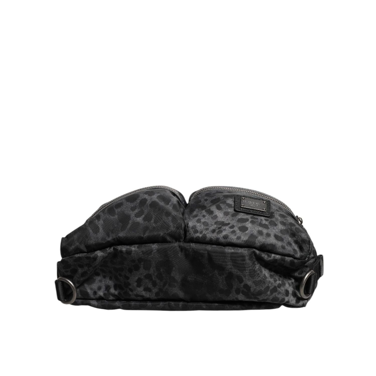 Dolce & Gabbana Black Gray Leopard DG Logo Belt Waist Fanny Pack Bag