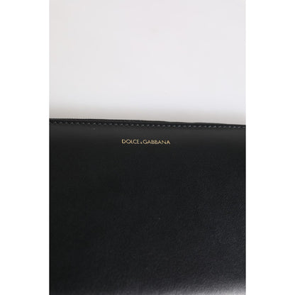 Dolce & Gabbana Black Blue Exotic Leather Embossed Continental Wallet