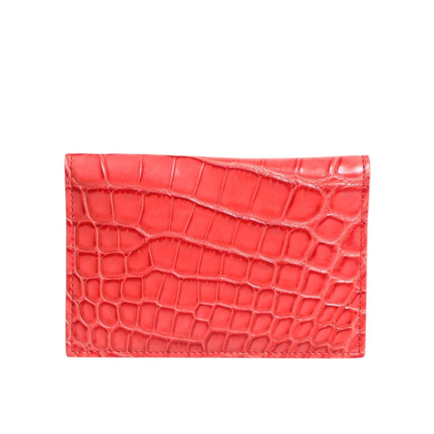 Dolce & Gabbana Red Exotic Leather Logo Plaque Card Holder Wallet