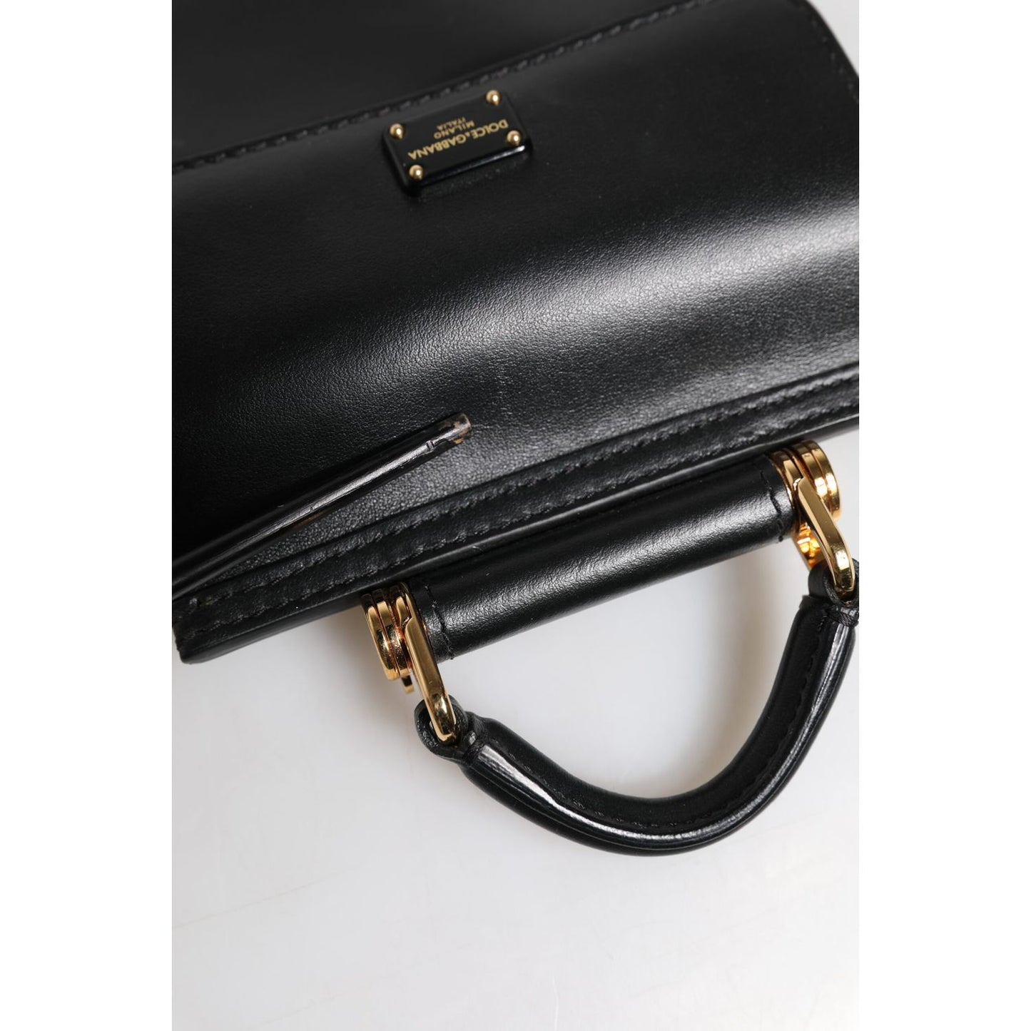 Dolce & Gabbana Black Calfskin Leather Logo Plaque Mini Bag