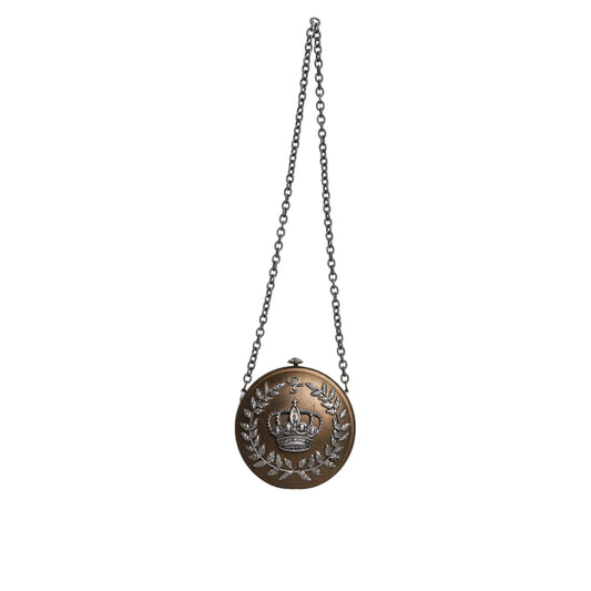 Dolce & Gabbana Gold Brass Metal DG Crown Clutch Crossbody Bag