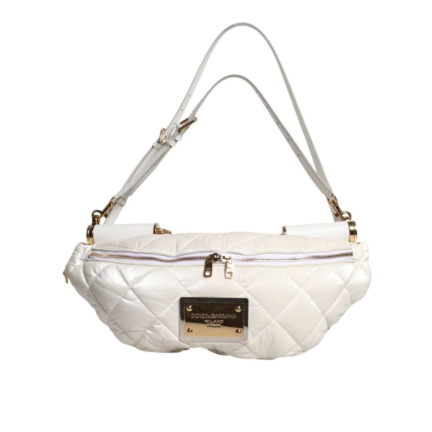 Front view with bag zipped and handles upright.