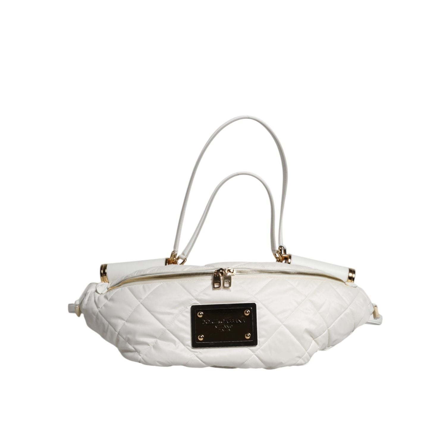 Front view with bag zipped and handles upright.
