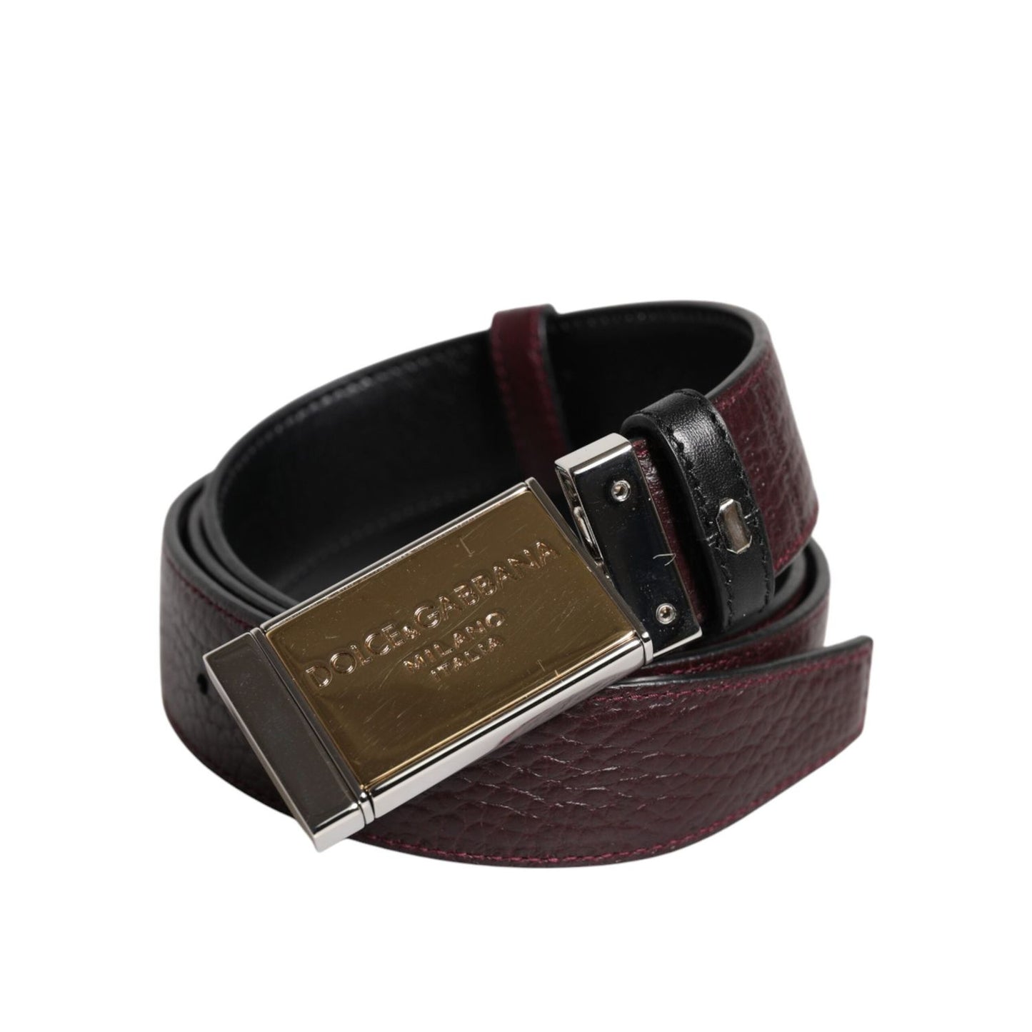 Dolce & Gabbana Black Brown Leather Metal Buckle Reversible Belt BEL9254-90