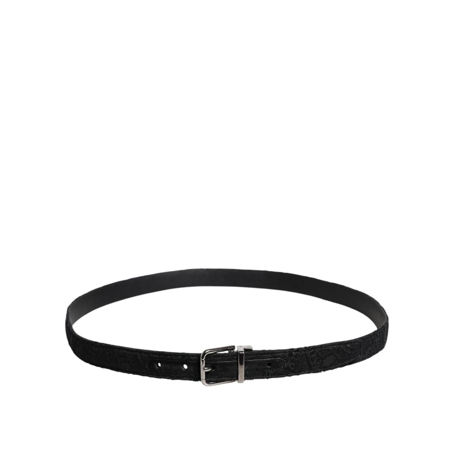 Dolce & Gabbana Black Cotton Blend Silver Metal Buckle Belt